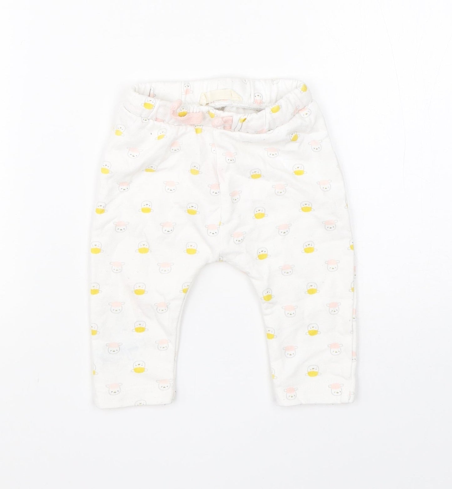 Preworn Girls White  Cotton  Pyjama Pants Size 3-6 Months