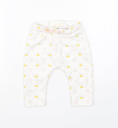 Preworn Girls White  Cotton  Pyjama Pants Size 3-6 Months