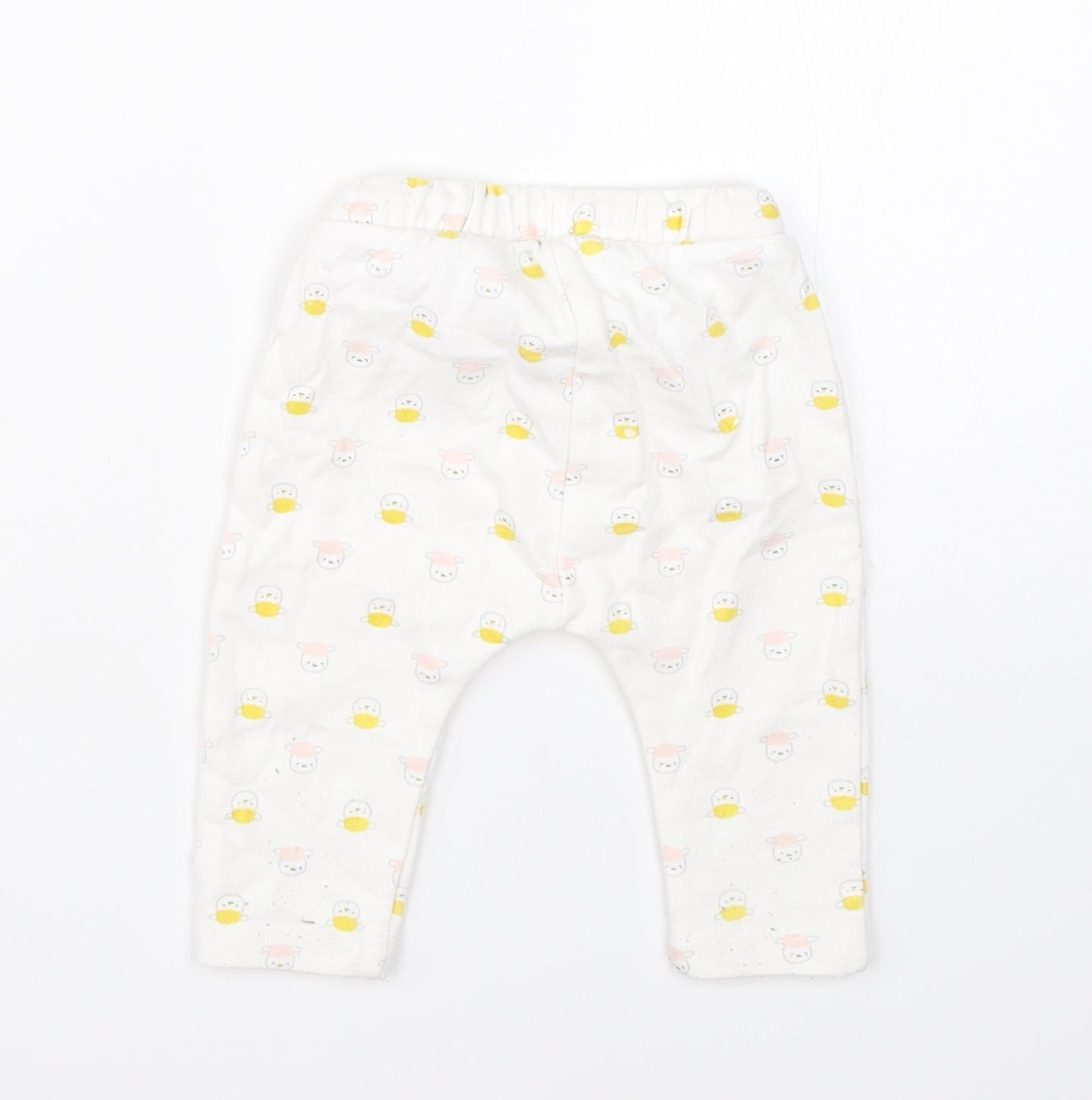 Preworn Girls White  Cotton  Pyjama Pants Size 3-6 Months