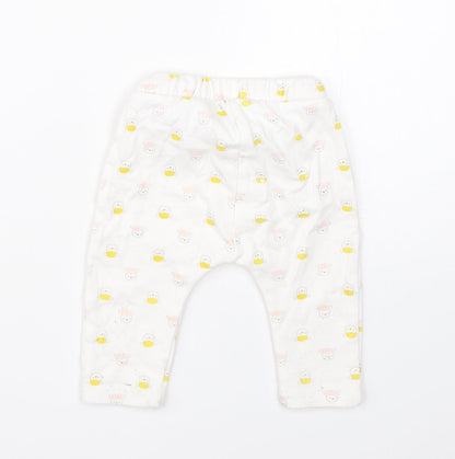 Preworn Girls White  Cotton  Pyjama Pants Size 3-6 Months