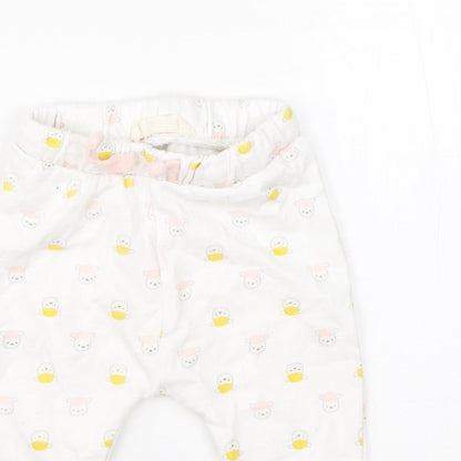 Preworn Girls White  Cotton  Pyjama Pants Size 3-6 Months