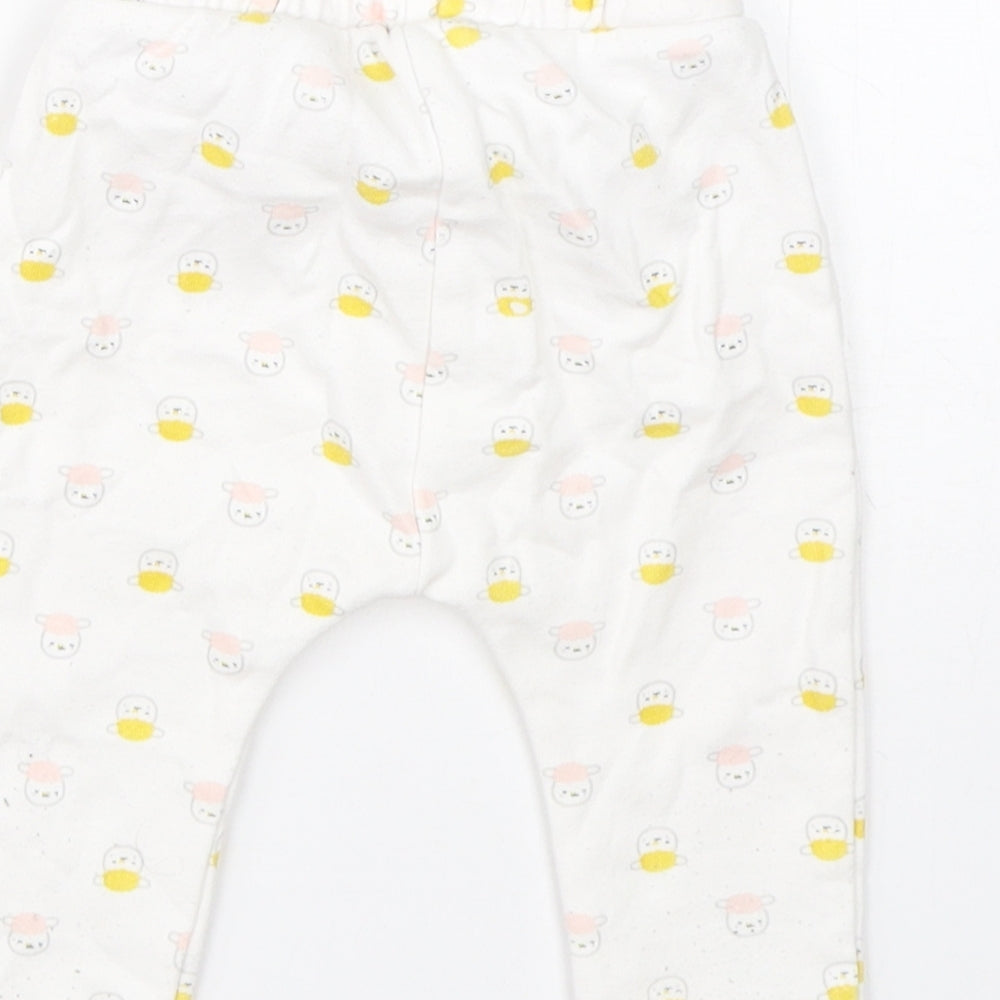 Preworn Girls White  Cotton  Pyjama Pants Size 3-6 Months