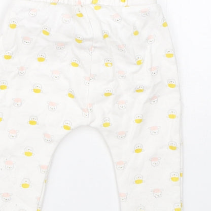 Preworn Girls White  Cotton  Pyjama Pants Size 3-6 Months