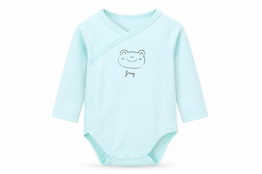 Front view of ZY Baby Green Cotton Romper One-Piece, size 3-6, Months