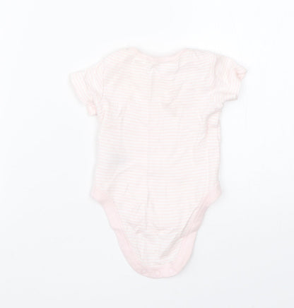 Mothercare Girls Pink Striped Cotton Babygrow One-Piece Size 0-3 Months