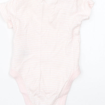Mothercare Girls Pink Striped Cotton Babygrow One-Piece Size 0-3 Months