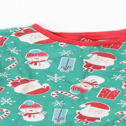 Preworn Boys Green  Cotton  Pyjama Top Size 4-5 Years   - christmas