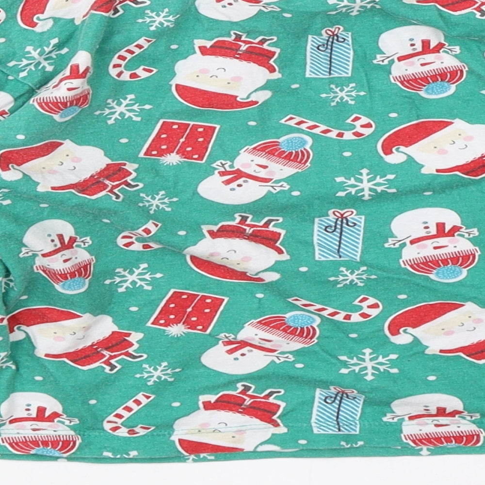 Preworn Boys Green  Cotton  Pyjama Top Size 4-5 Years   - christmas