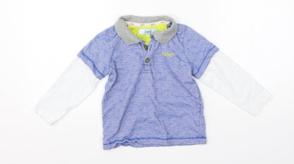 Front view of Baker boys’ blue cotton basic polo, size 2-3, years collared