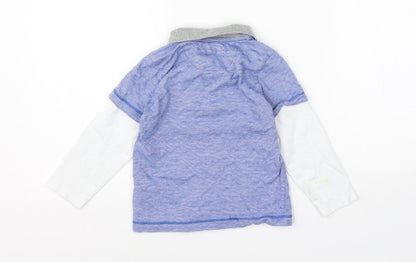 Back view of Baker boys’ blue cotton basic polo, size 2-3, years collared