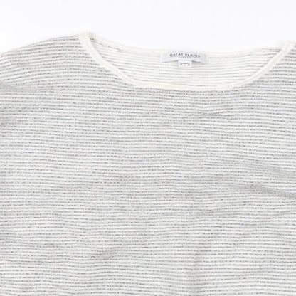 Great Plain Womens Grey Round Neck Striped Viscose Pullover Jumper Size 14