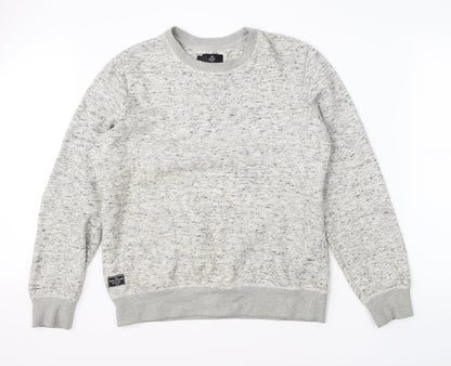 Threadable Mens Grey Round Neck  Cotton Pullover Jumper Size M