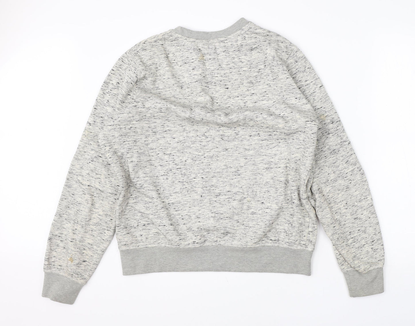Threadable Mens Grey Round Neck  Cotton Pullover Jumper Size M
