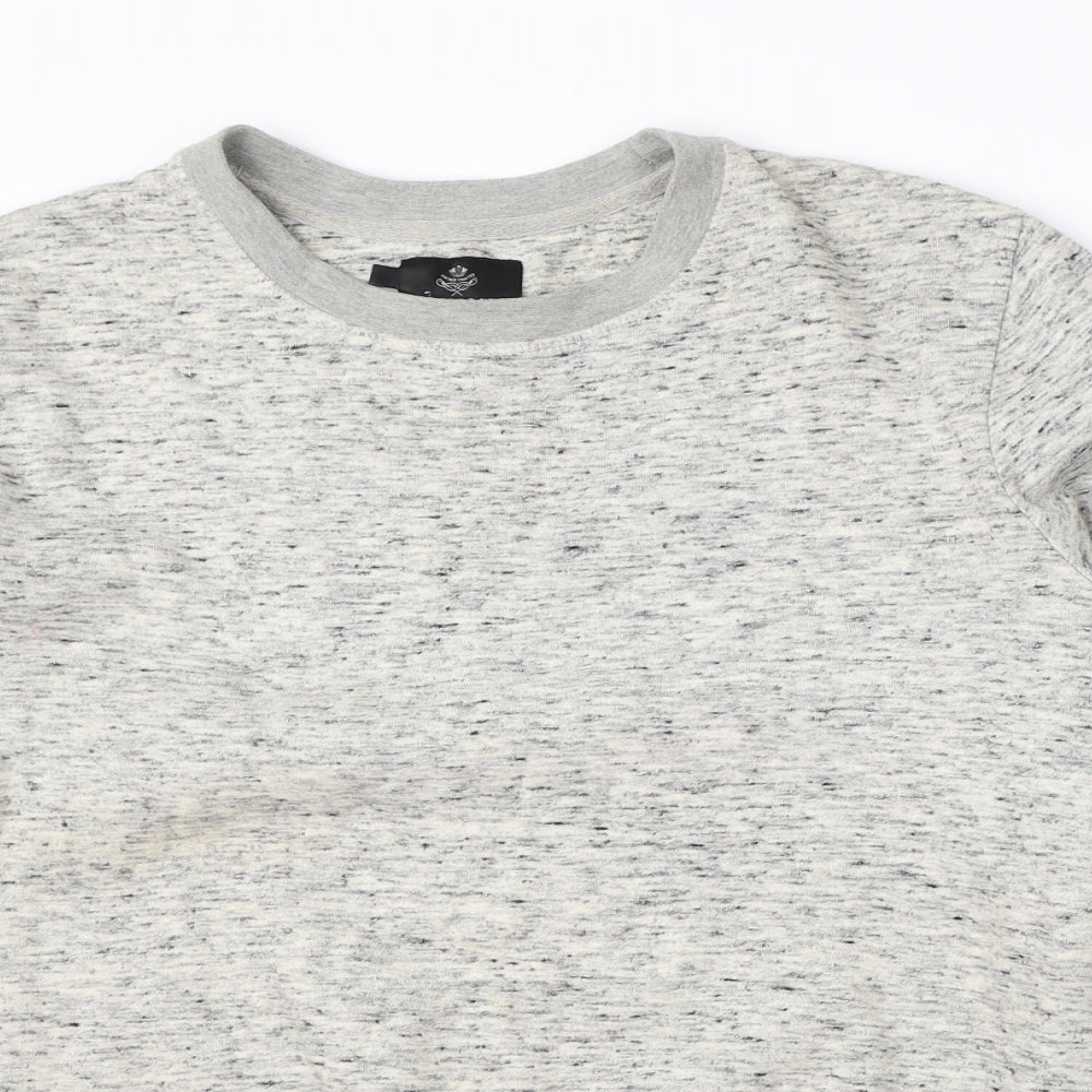 Threadable Mens Grey Round Neck  Cotton Pullover Jumper Size M