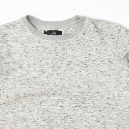 Threadable Mens Grey Round Neck  Cotton Pullover Jumper Size M