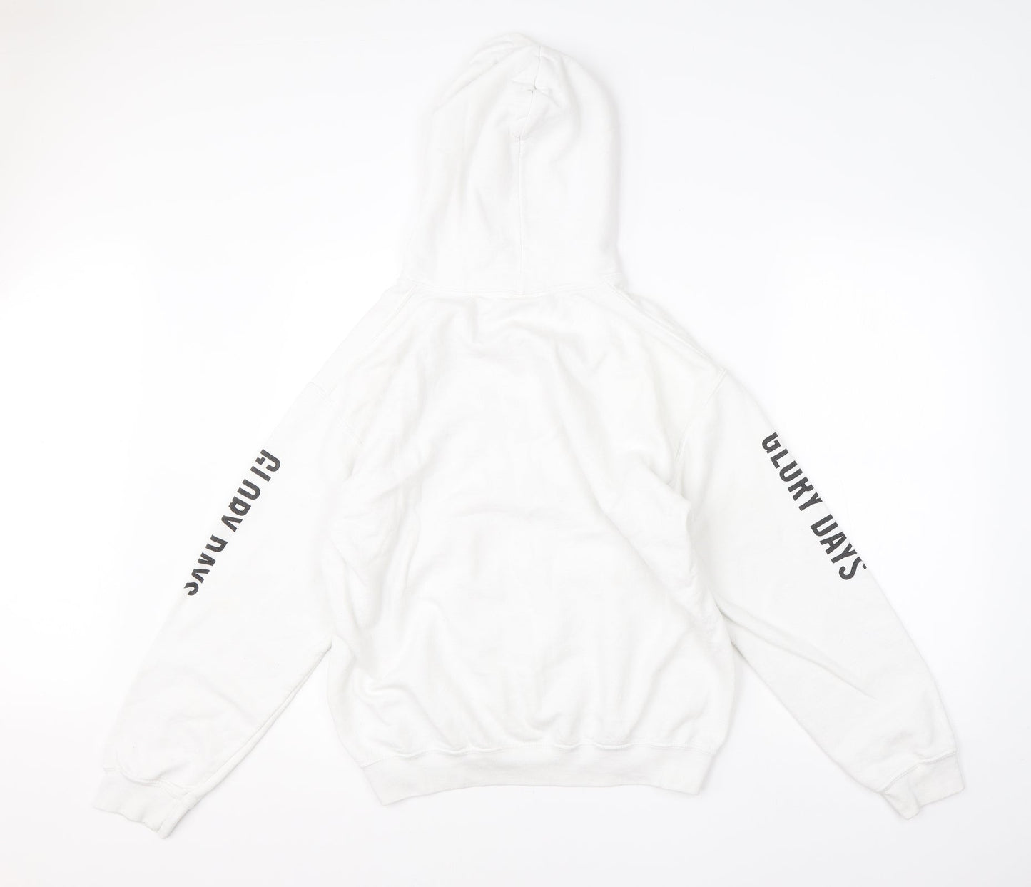 Mens UK Size M Gildan White Pullover Hoodie