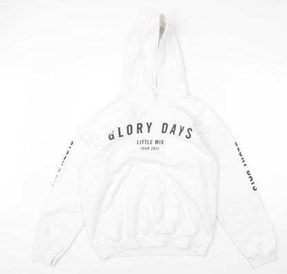 Mens UK Size M Gildan White Pullover Hoodie