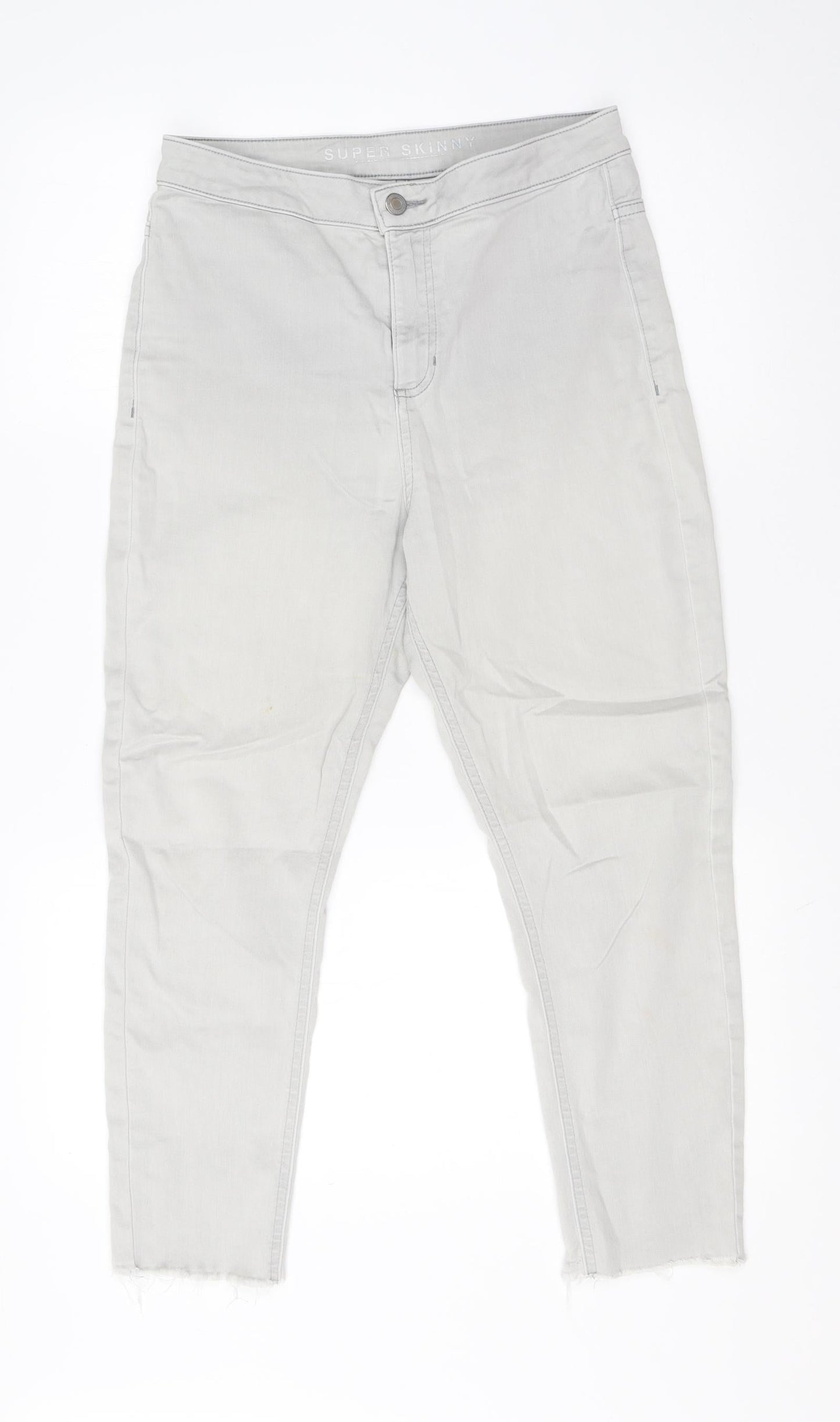 M&S Womens Grey  Cotton Skinny Jeans Size 12 L23 in Regular