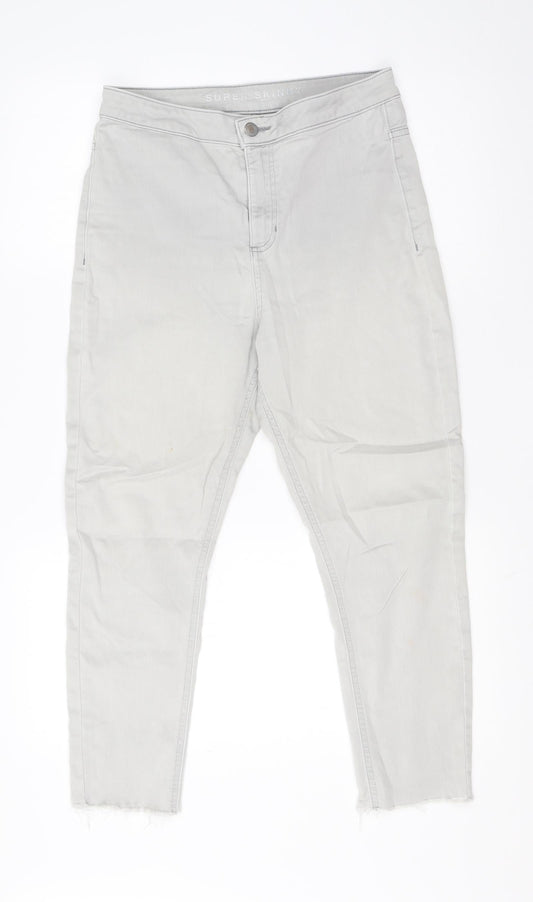 M&S Womens Grey  Cotton Skinny Jeans Size 12 L23 in Regular