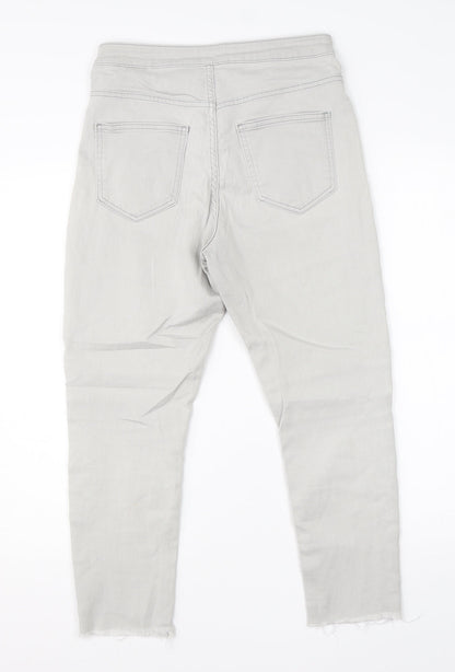 M&S Womens Grey  Cotton Skinny Jeans Size 12 L23 in Regular