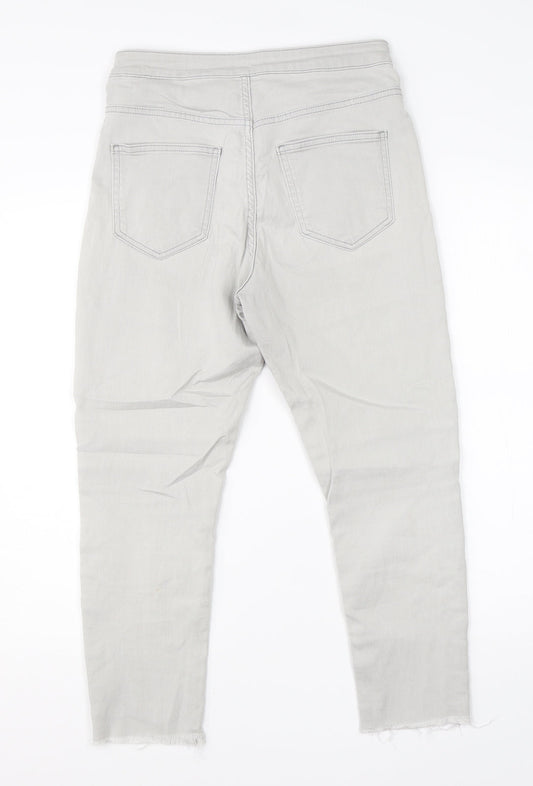 M&S Womens Grey  Cotton Skinny Jeans Size 12 L23 in Regular