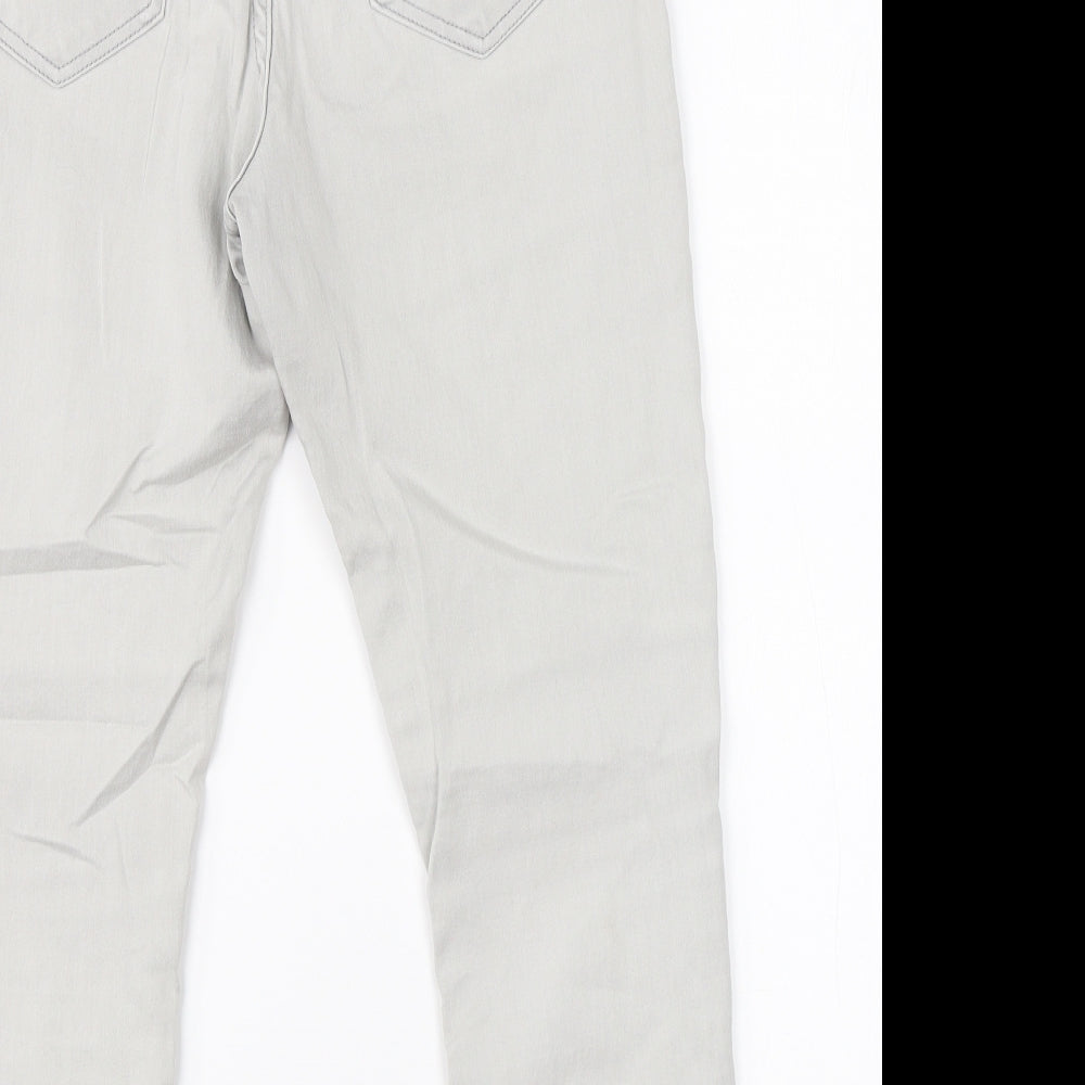 M&S Womens Grey  Cotton Skinny Jeans Size 12 L23 in Regular