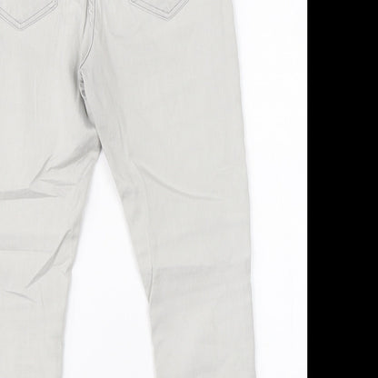 M&S Womens Grey  Cotton Skinny Jeans Size 12 L23 in Regular