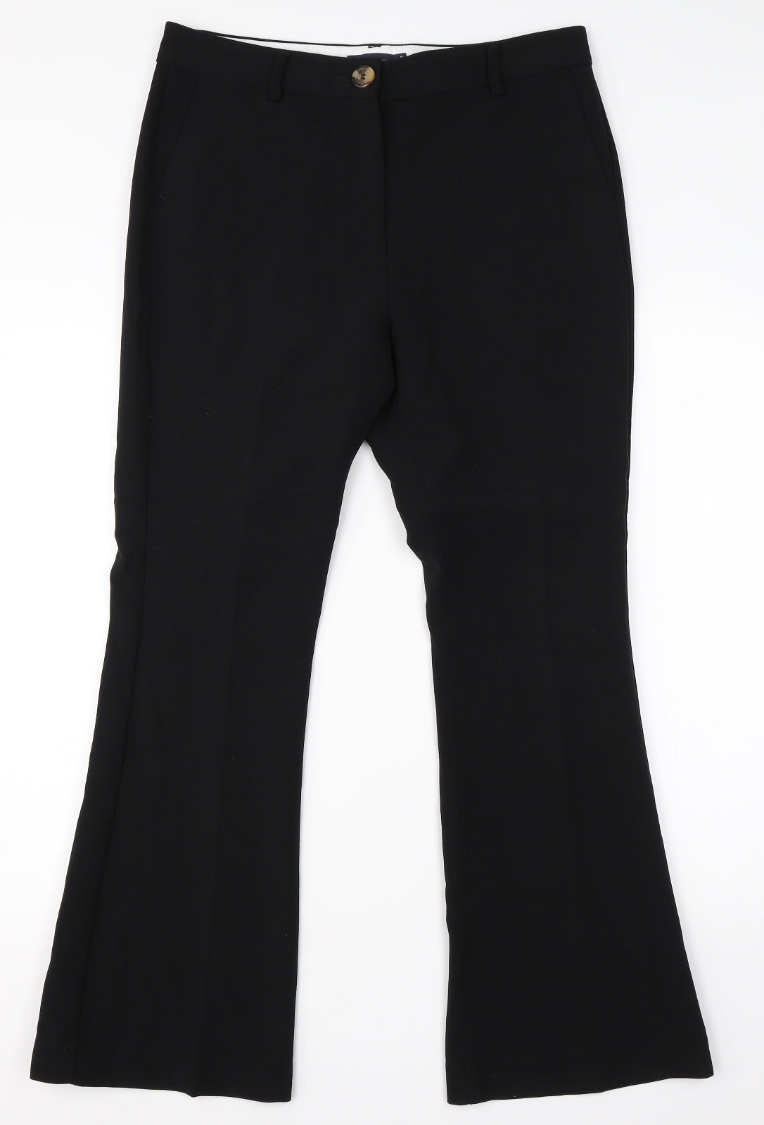 Womens UK Size 12 M&S Regular Fit Dress Pants Black Trousers