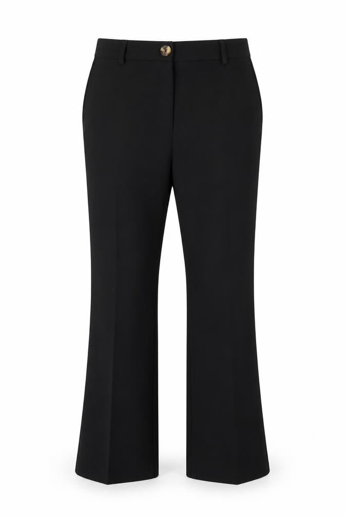 Front view of Marks & Spencer women’s black viscose dress pants trousers, size UK 12, 27-inch leg regular