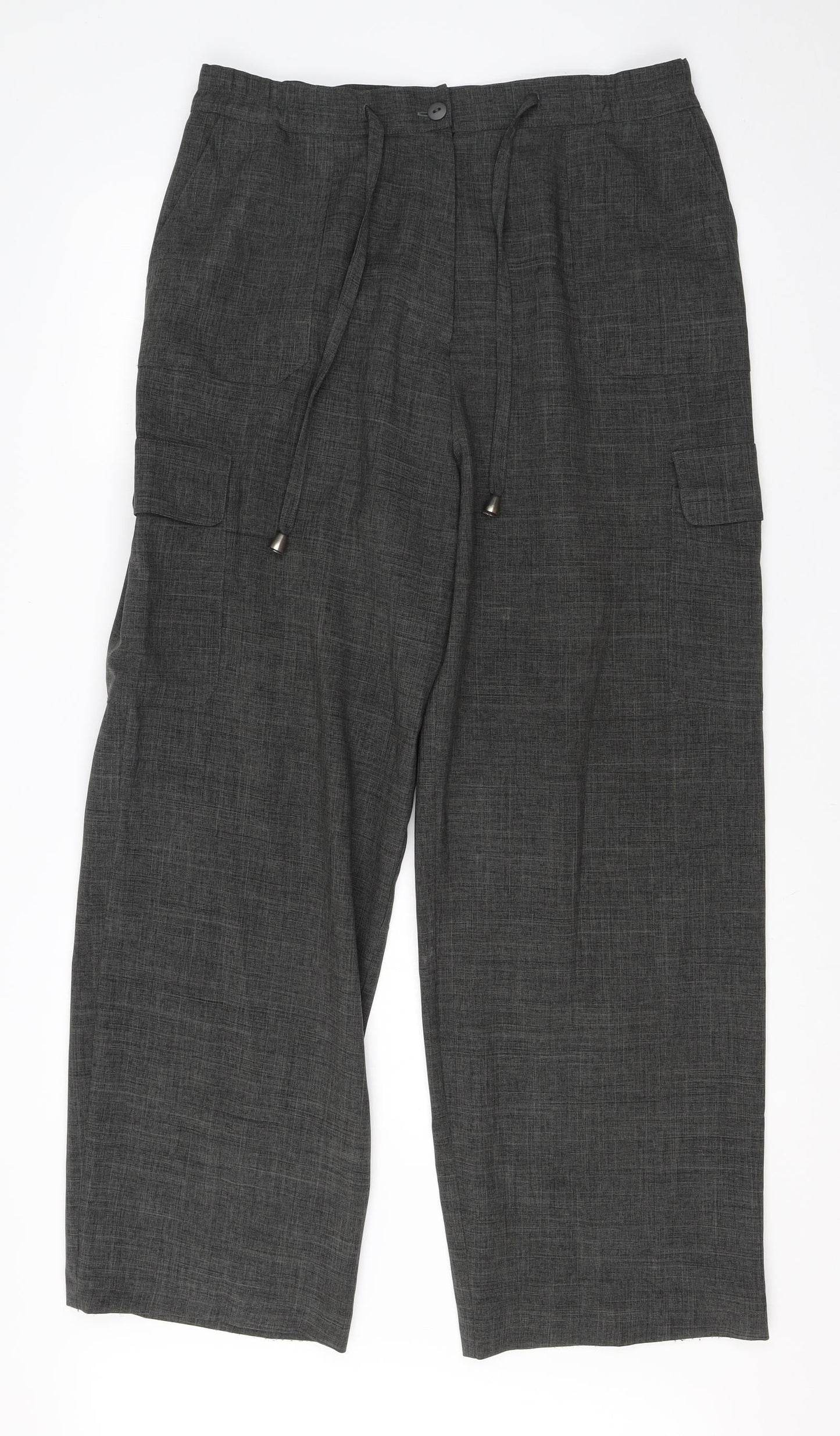 Womens UK Size 18 Agenda Regular Fit Dress Pants Grey Trousers
