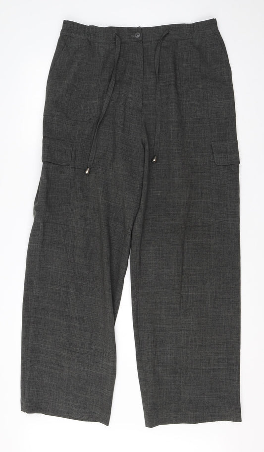 Womens UK Size 18 Agenda Regular Fit Dress Pants Grey Trousers
