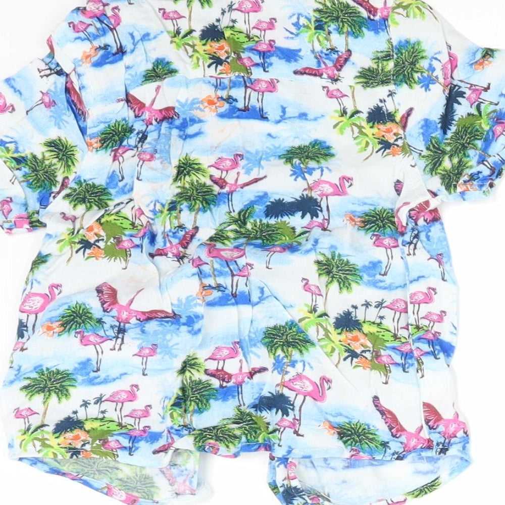 Brand and care label for Primark Baby Multicoloured Viscose Basic Button-Up, size 12-18, Months Collared - FLAMINGO BEACH