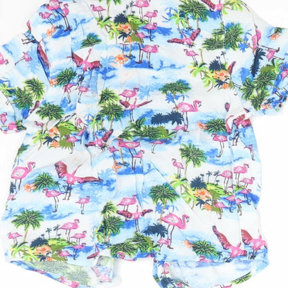 Brand and care label for Primark Baby Multicoloured Viscose Basic Button-Up, size 12-18, Months Collared - FLAMINGO BEACH
