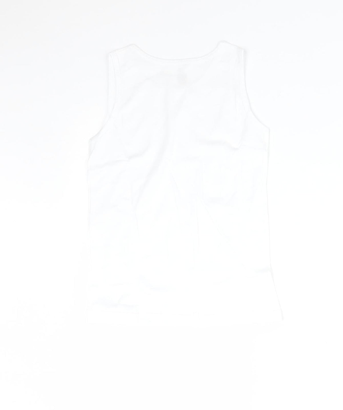 Back view of BACK TO SCHOOL boys’ white cotton basic tank, size 6-7, years round neck
