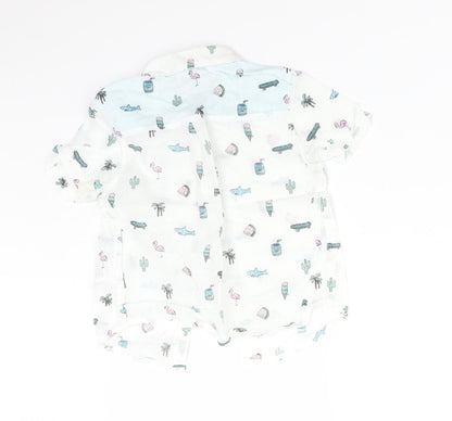 NEXT Boys White  Cotton Basic Button-Up Size 9-12 Months Collared  - FLAMINGO. WATERMELON. SHARK. ICE CREAM. CACTUS. DRINK. TREE. SKATEBOARD