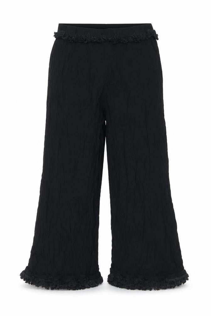 Front view of Topshop women’s black viscose trousers, size UK 10, 22-inch leg regular