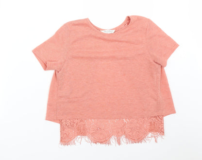 Womens UK Size 6 Miss Selfridge Pink Basic T-Shirt