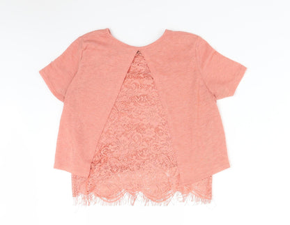 Womens UK Size 6 Miss Selfridge Pink Basic T-Shirt