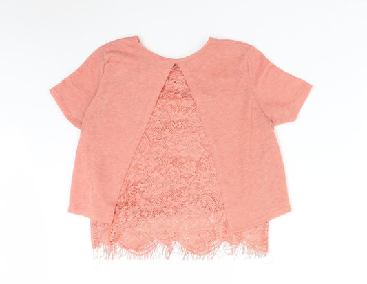 Womens UK Size 6 Miss Selfridge Pink Basic T-Shirt