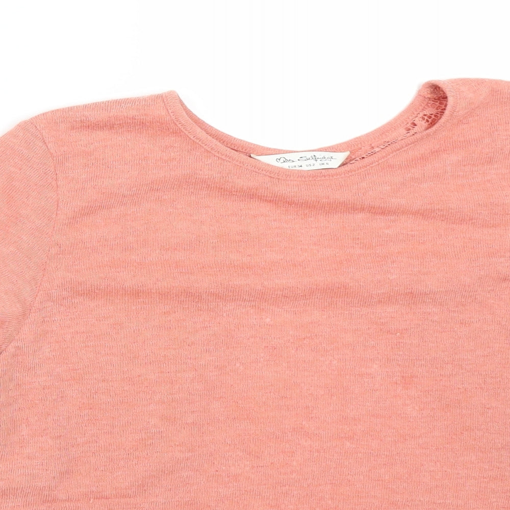 Womens UK Size 6 Miss Selfridge Pink Basic T-Shirt
