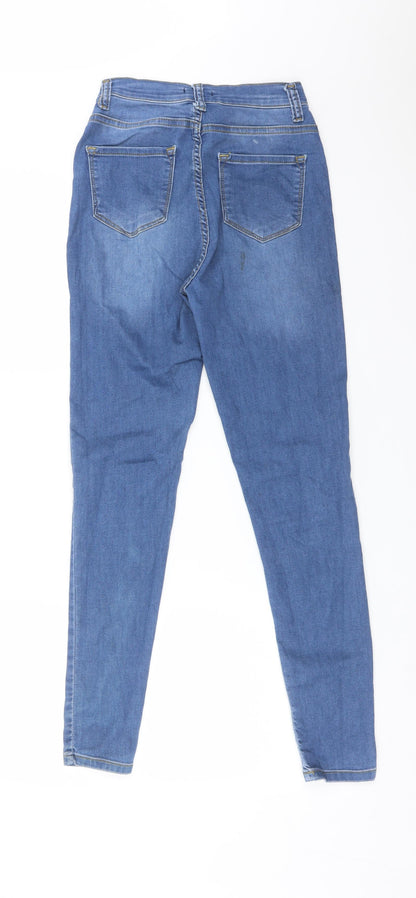 Boohoo Womens Blue  Cotton Skinny Jeans Size 8 L28 in Regular