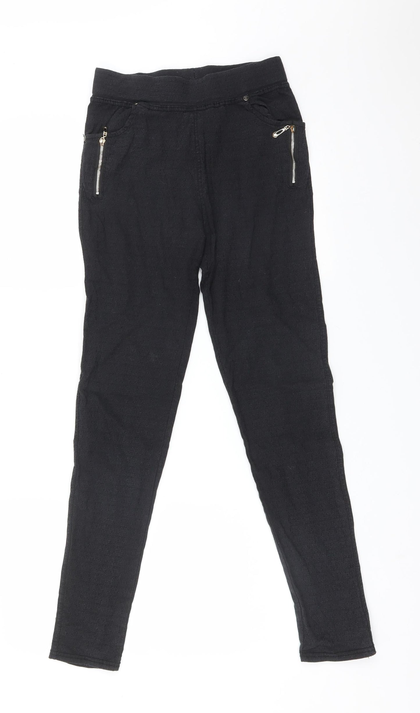 Womens UK Size XL Preworn Regular Fit Jegging Black Trousers