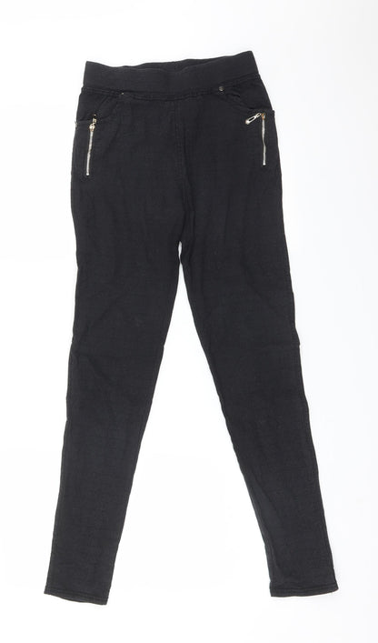 Womens UK Size XL Preworn Regular Fit Jegging Black Trousers
