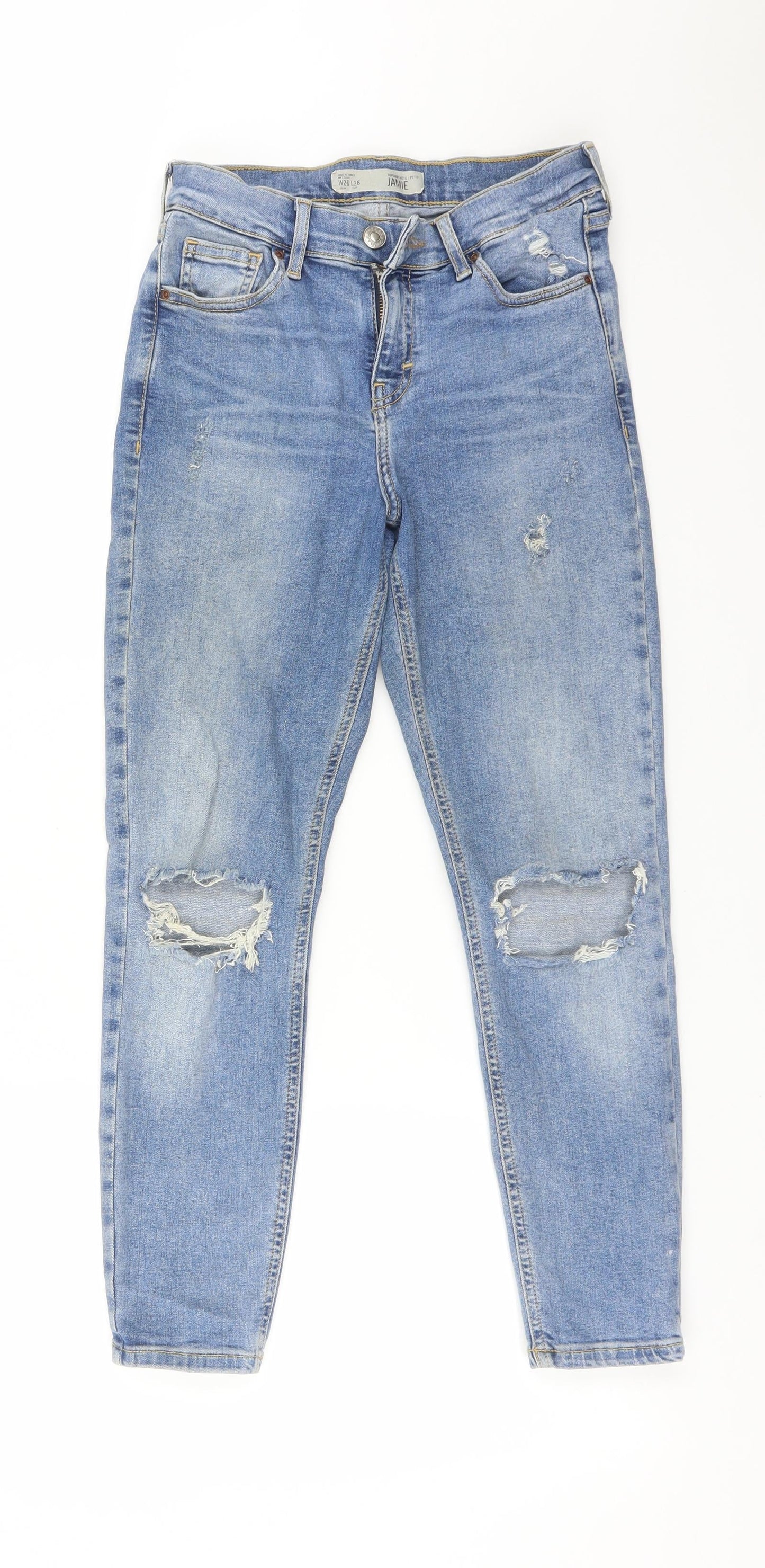 Topshop Womens Blue  Cotton Skinny Jeans Size 26 L28 in Regular