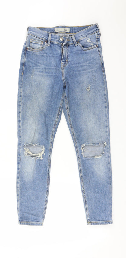 Topshop Womens Blue  Cotton Skinny Jeans Size 26 L28 in Regular