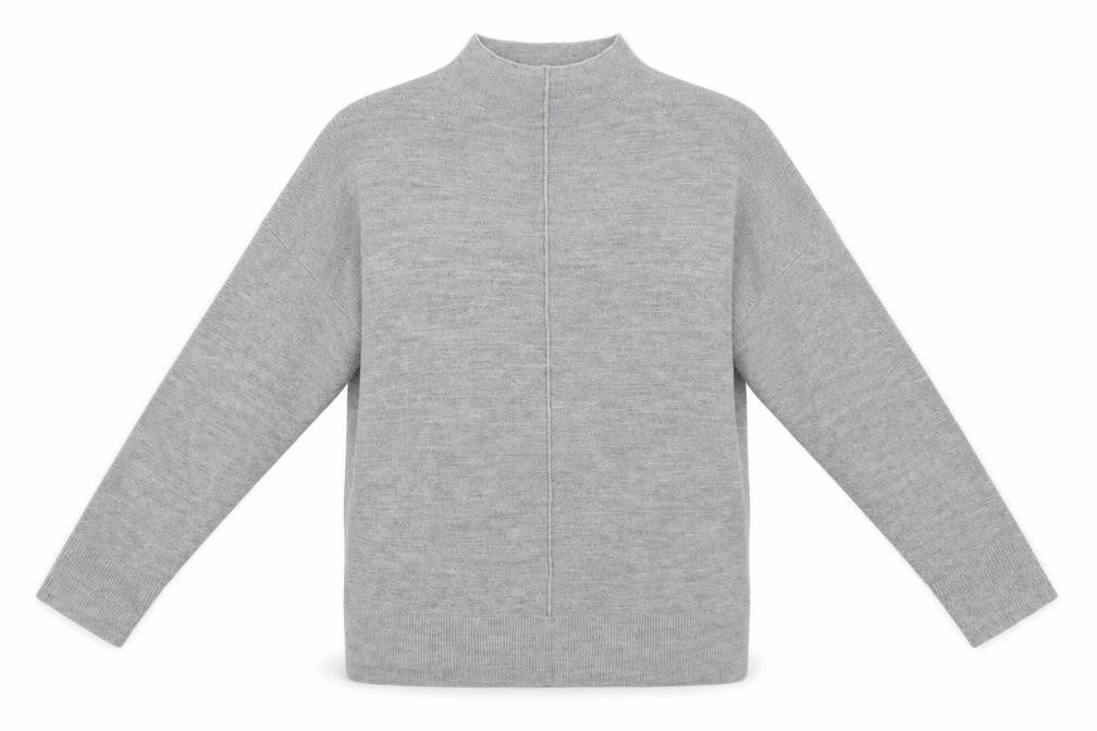 Front view of Marks & Spencer women’s grey high neck jumper, size M