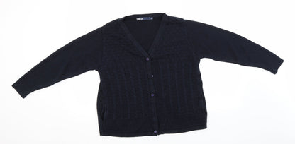 Womens UK Size 10 EWM Blue Cardigan Jumper