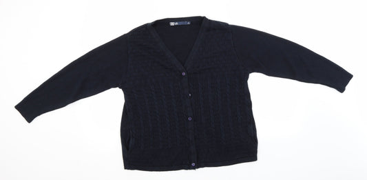 Womens UK Size 10 EWM Blue Cardigan Jumper