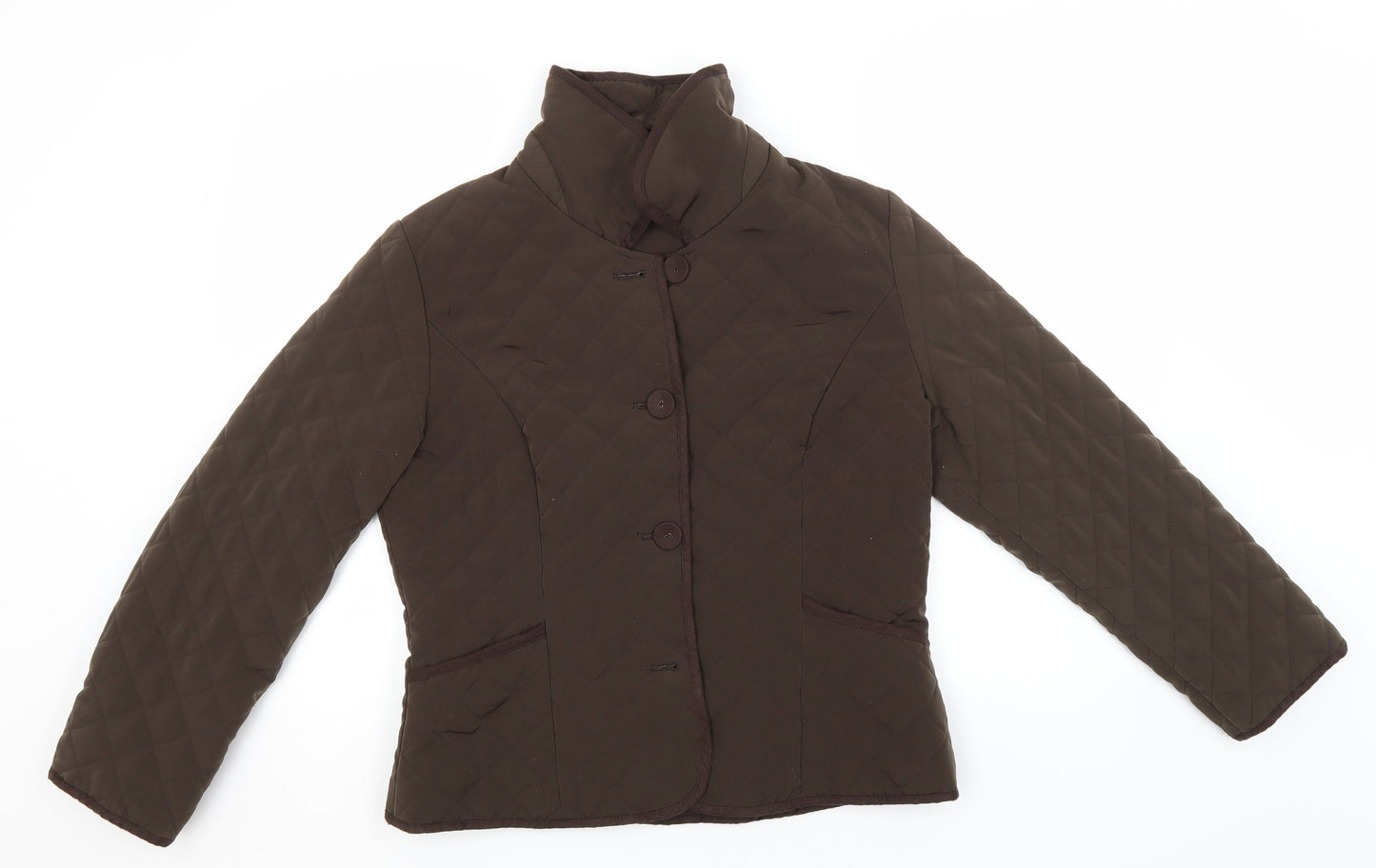 Alex & Co Womens Brown Argyle/Diamond  Jacket  Size 14