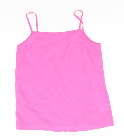 Front view of George girls’ pink polyester basic tank, size 13-14, years off the shoulder